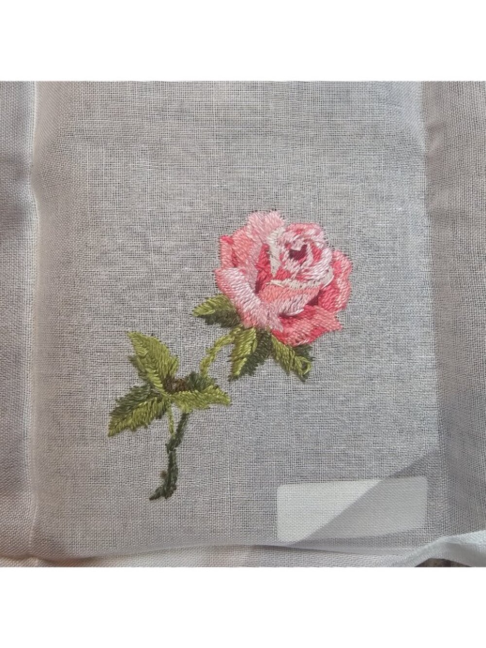 Vintage Alba Swiss Handkerchief Pink Rose Embroidery 11x11 100% Cotton NWT - Picture 9 of 9